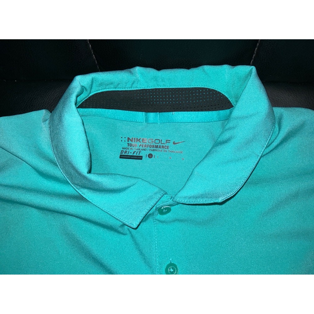 Nike Golf Tour Performance Polo Shirt Mens Large Teal White Dri-FIT Colorblock
